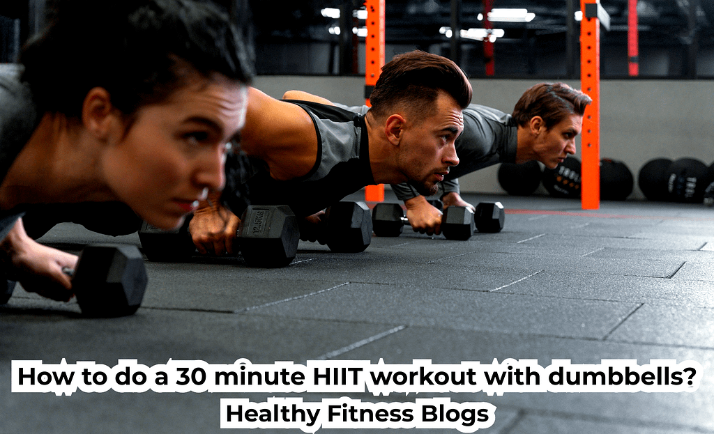 People working out indoors together with dumbbells