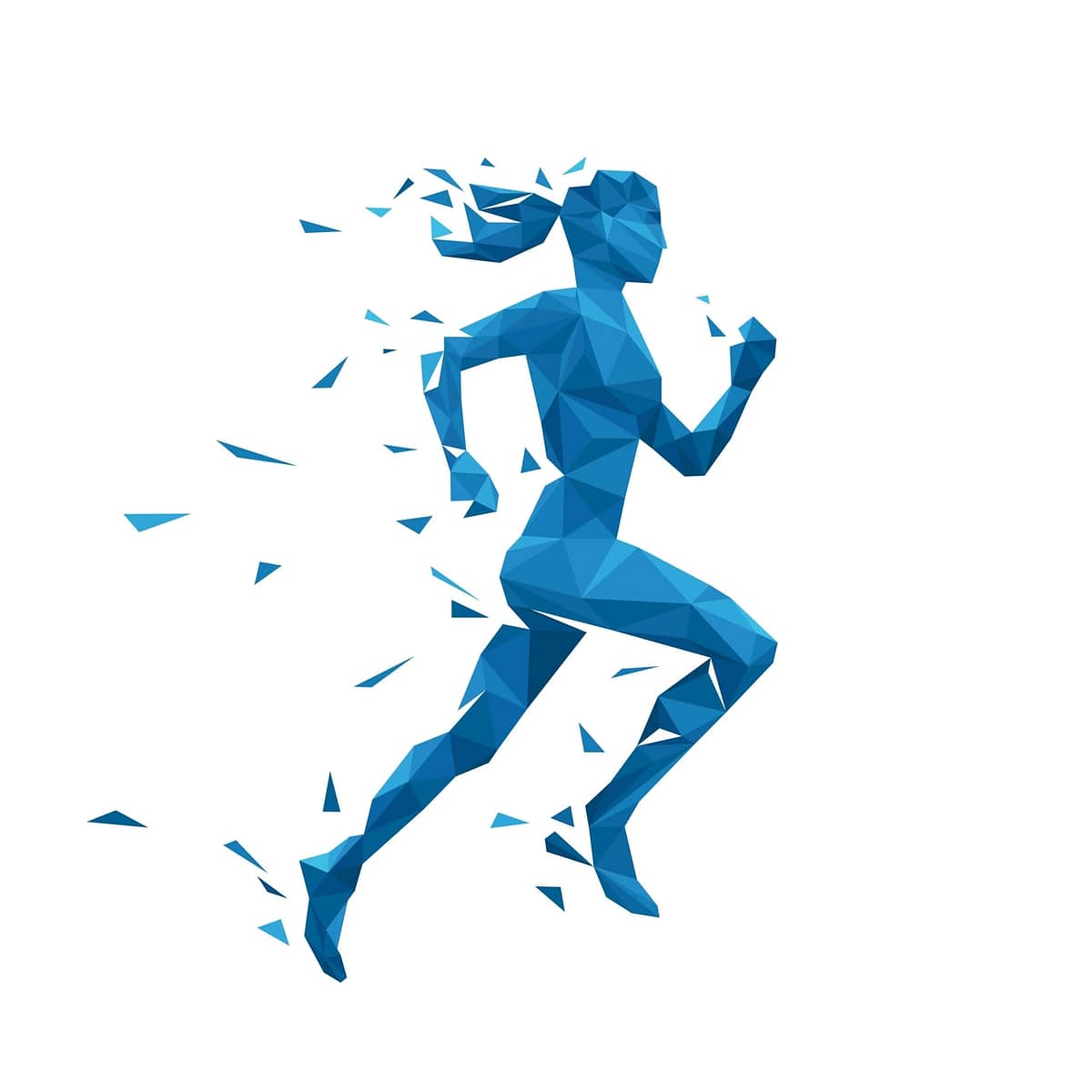 Active running woman vector illustration. Energy jogging woman design. Silhouette of running woman of polygonal particles