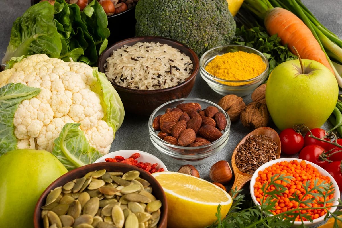 vegetables and spices on the surface - anti-inflammatory foods