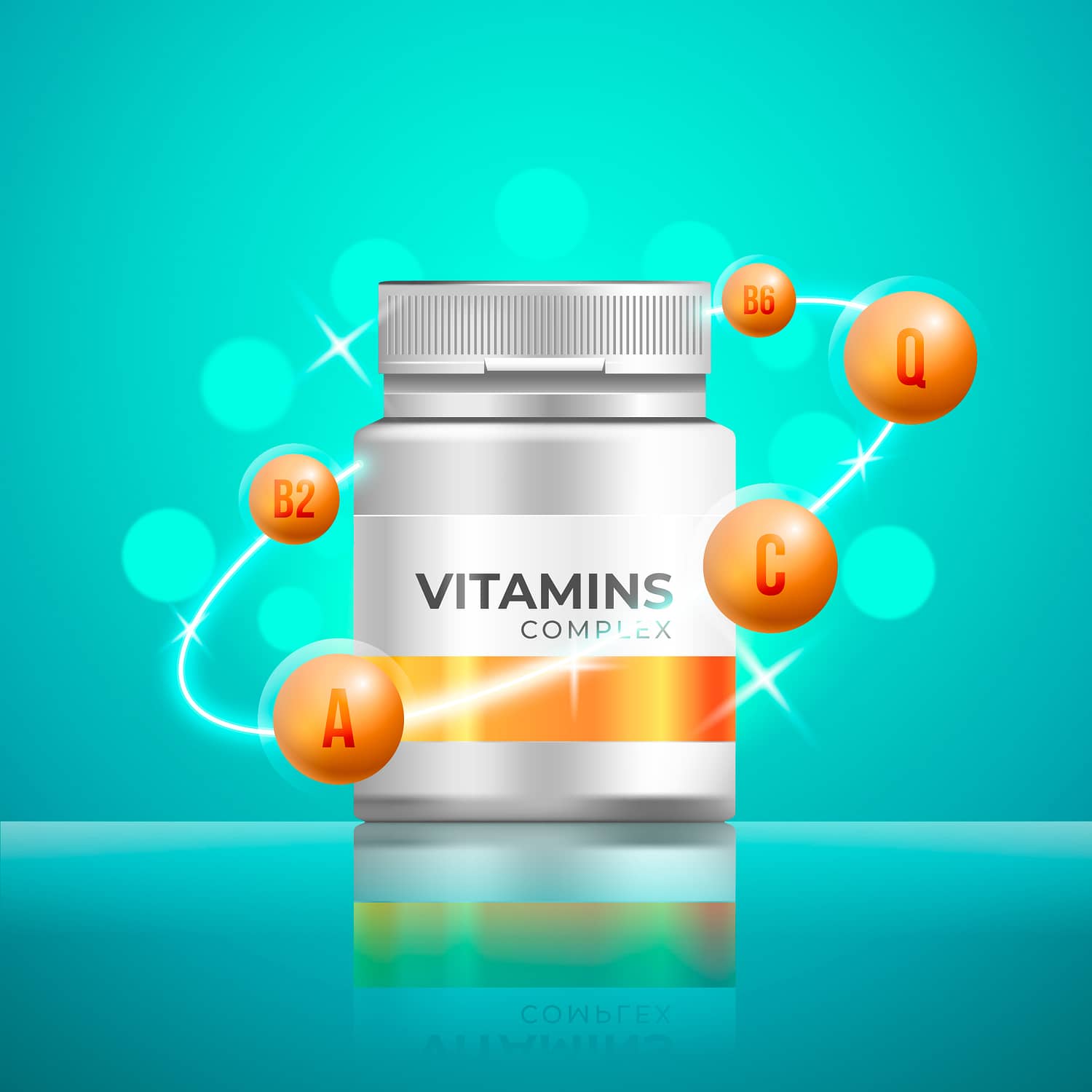 Realistic vitamin complex package