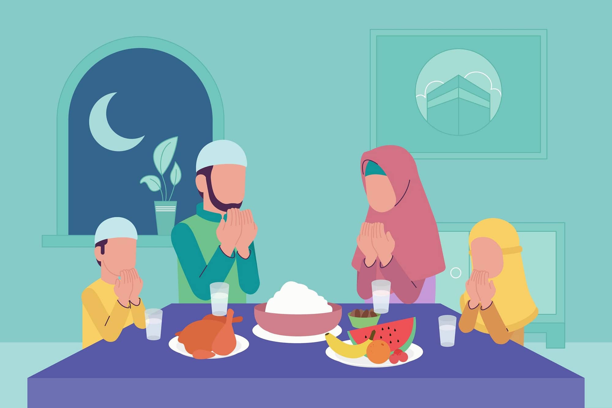 vector flat iftar illustration