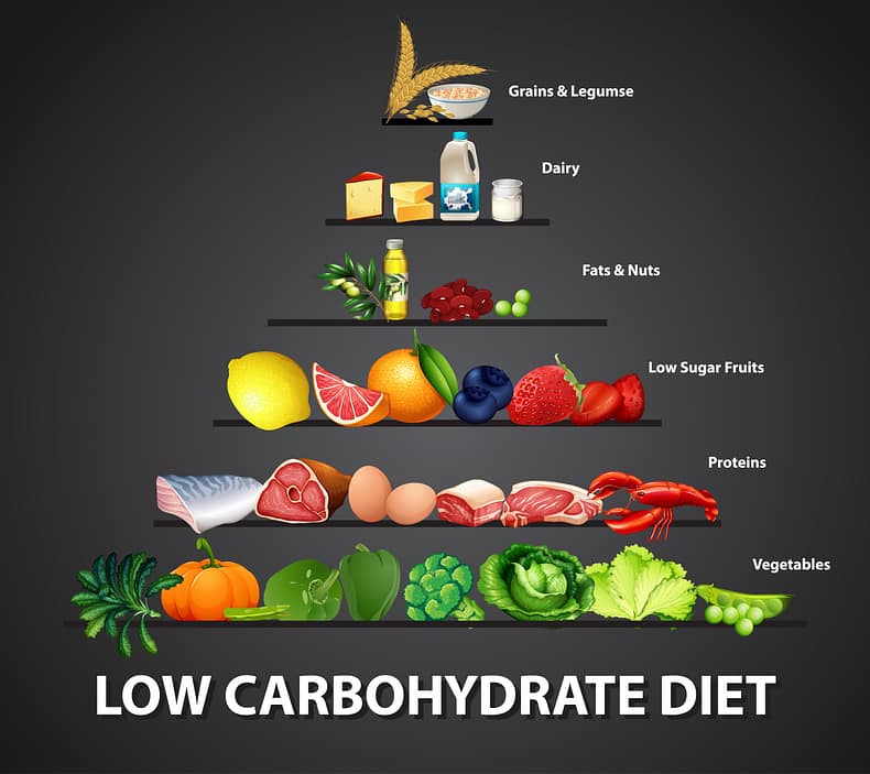 Low carbohydrate diet diagram illustration